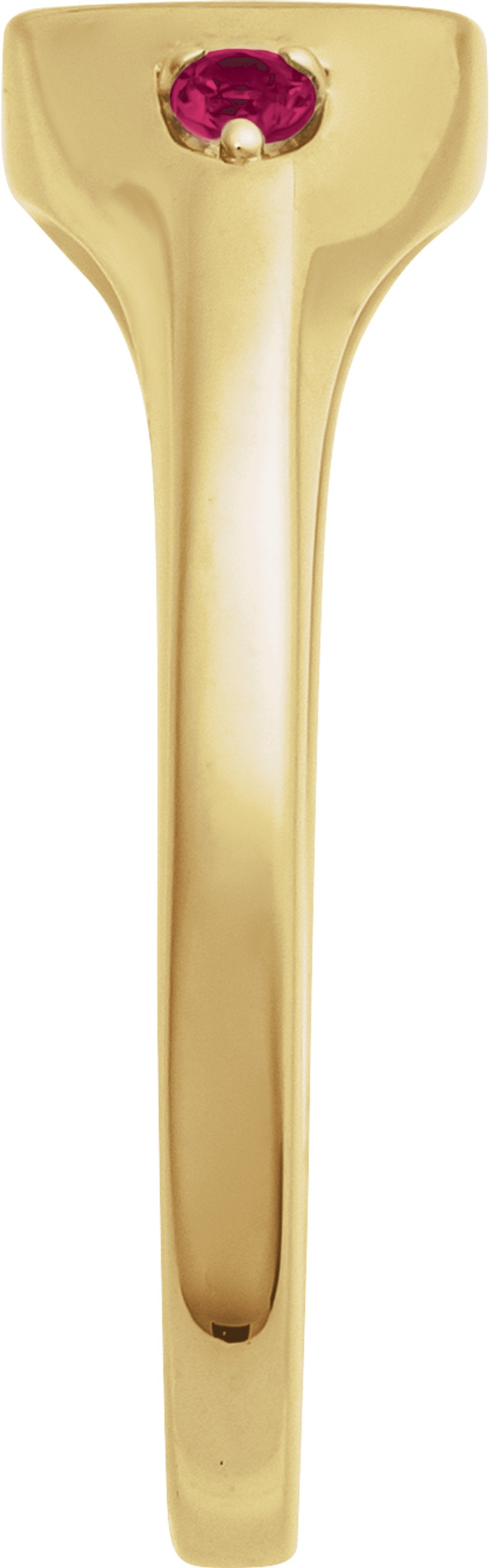 14K Yellow Gold Engravable Lab-Grown Ruby Signet Ring
