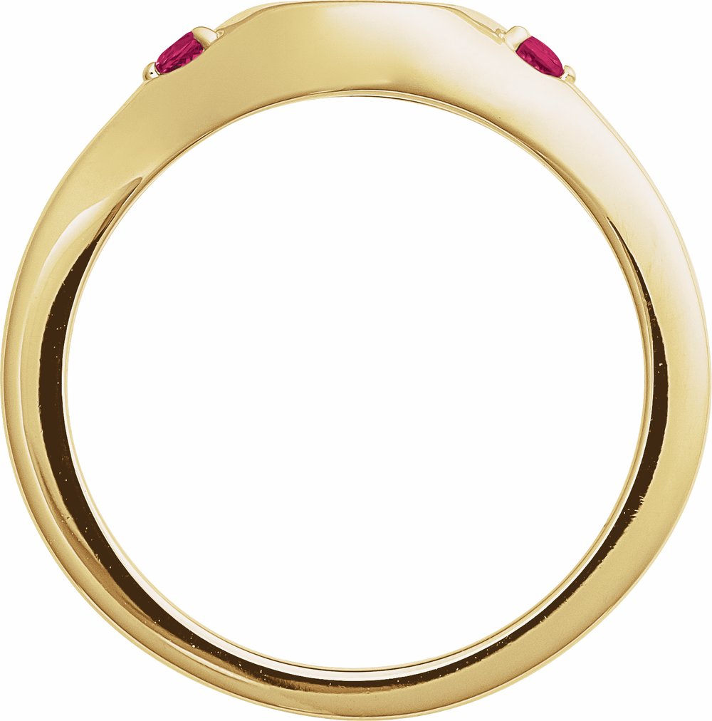14K Yellow Gold Engravable Lab-Grown Ruby Signet Ring
