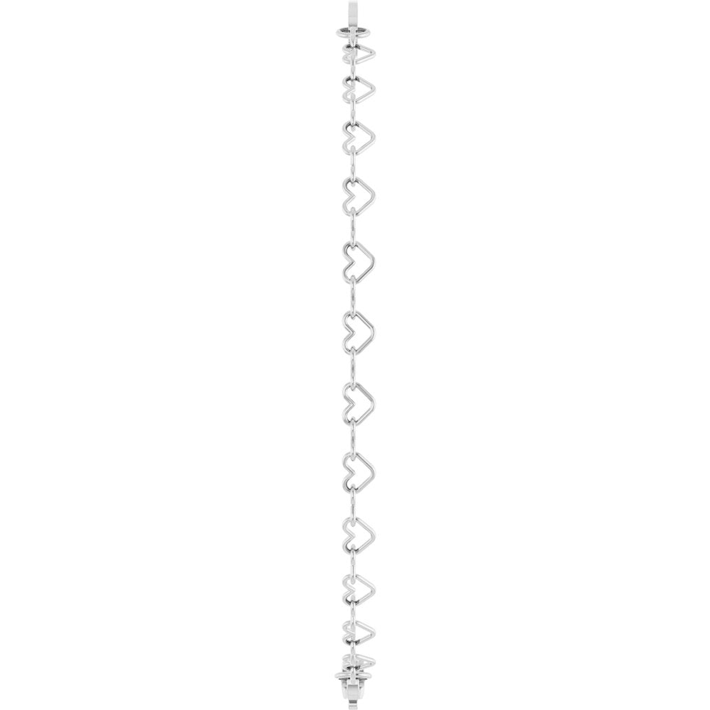 Sterling Silver Engravable Heart Link 7" Bracelet