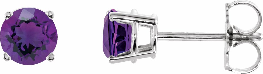 14K White Gold 5 mm Natural Amethyst Earrings