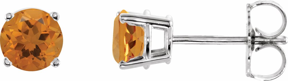 14K White 5 mm Natural Citrine Earrings