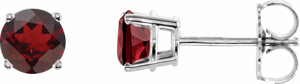 14K White 5 mm Natural Mozambique Garnet Earrings