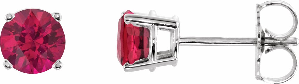14K White Gold 5 mm Natural Ruby Earrings