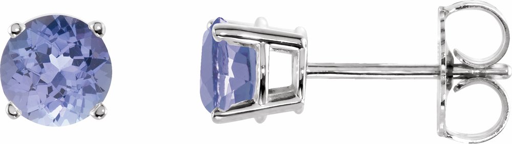 14K White Gold 5 mm Natural Tanzanite Earrings