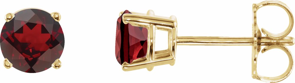 14K Yellow Gold 5 mm Natural Mozambique Garnet Earrings