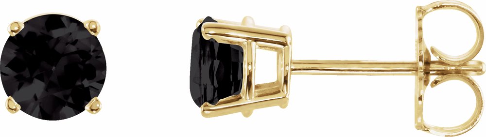 14K Yellow Gold 5 mm Natural Black Onyx Earrings