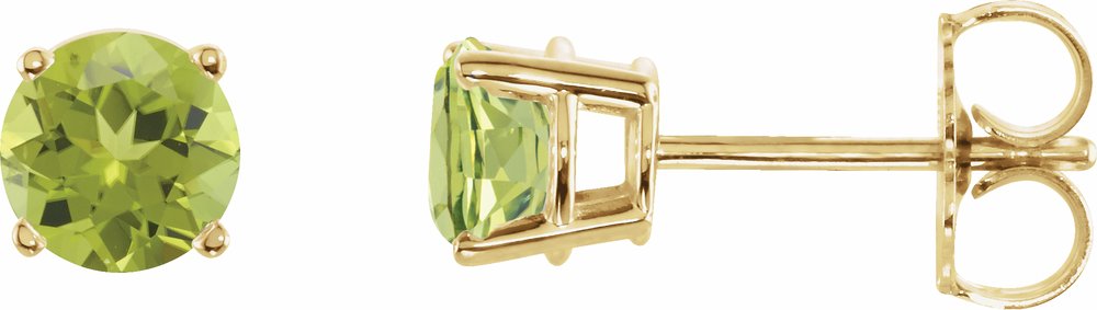 14K Yellow Gold 5 mm Natural Peridot Earrings