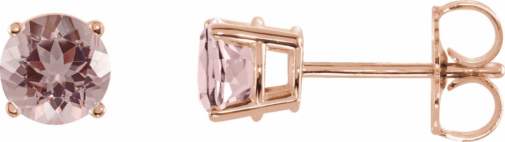 14K Rose Gold 5 mm Natural Pink Morganite Earrings