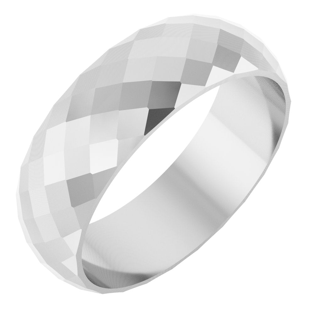 10K White Gold 6 mm Diamond Pattern Band Size 8.5