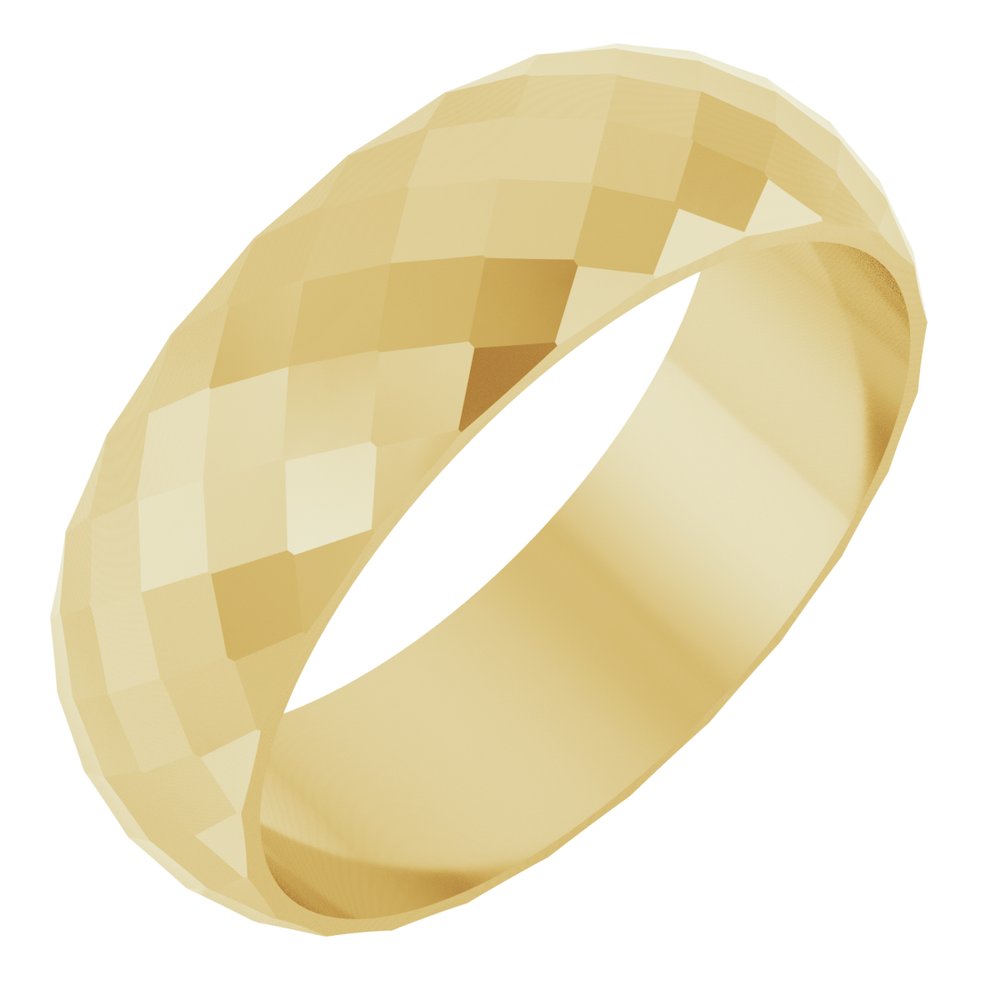 14K Yellow Gold 6 mm Diamond Pattern Band Size 7