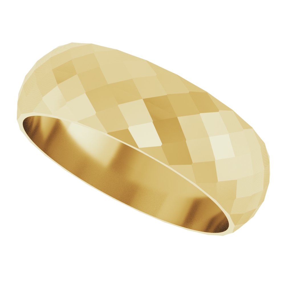 14K Yellow Gold 6 mm Diamond Pattern Band