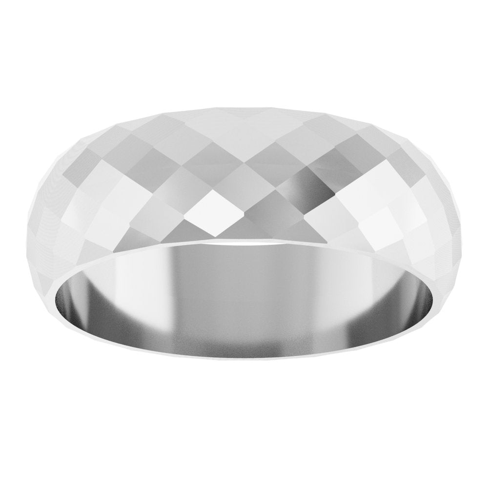 10K White Gold 6 mm Diamond Pattern Band Size 8.5