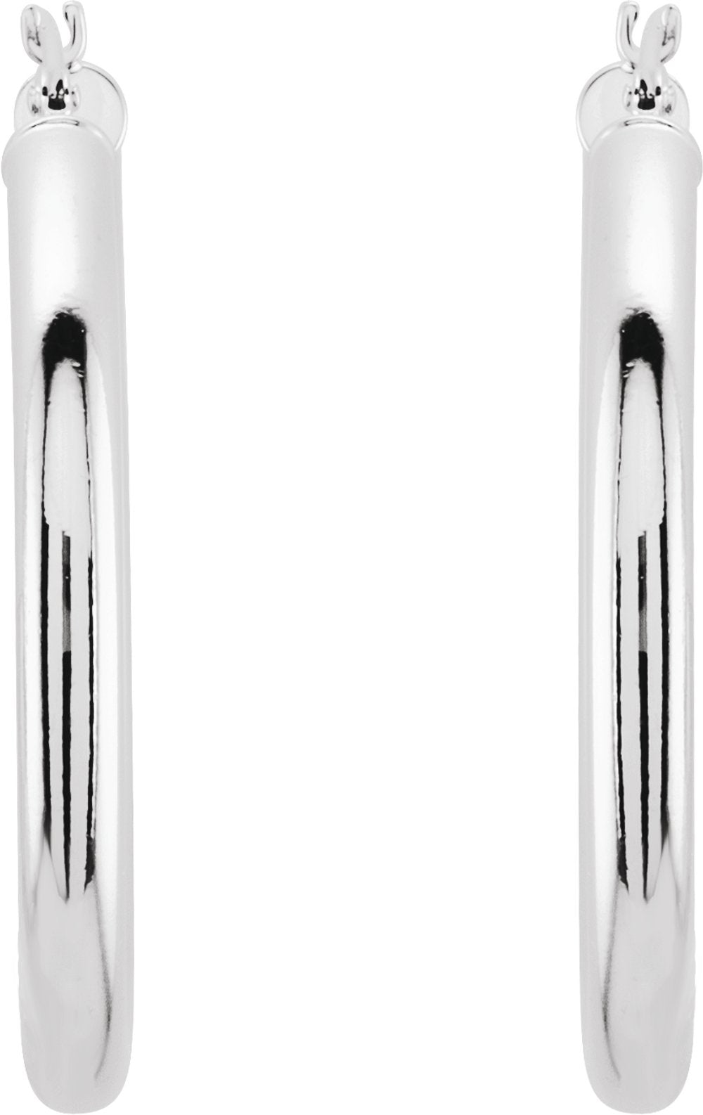 14K White Gold Tube 30 mm Hoop Earrings