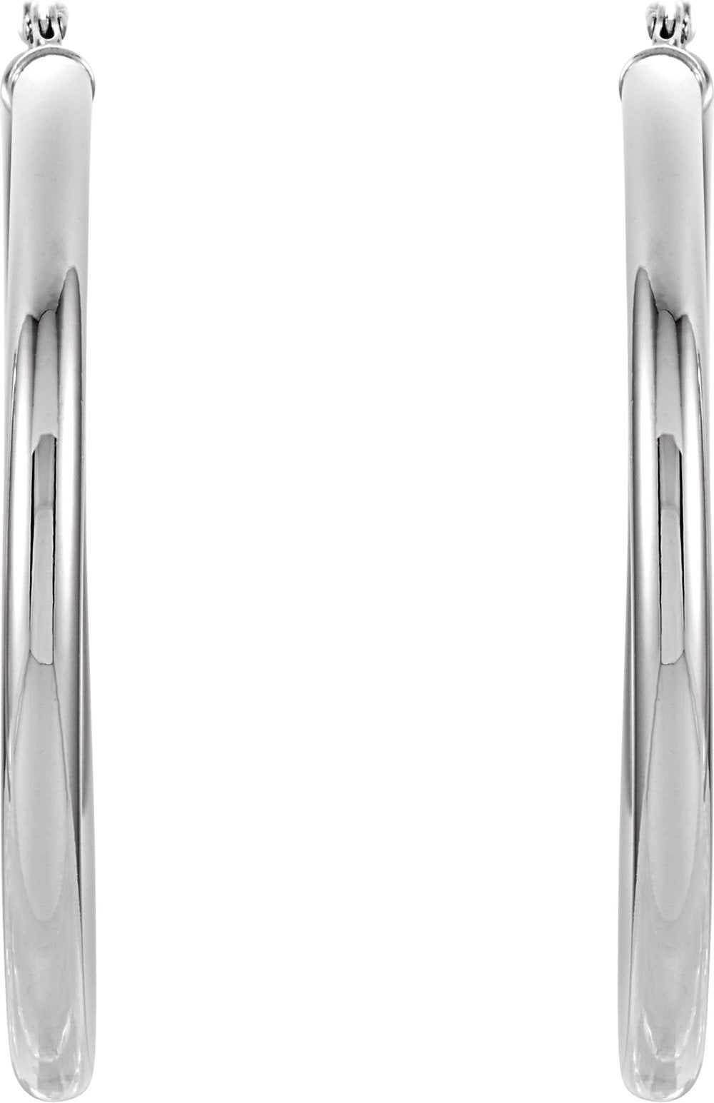14K White Tube 40 mm Hoop Earrings