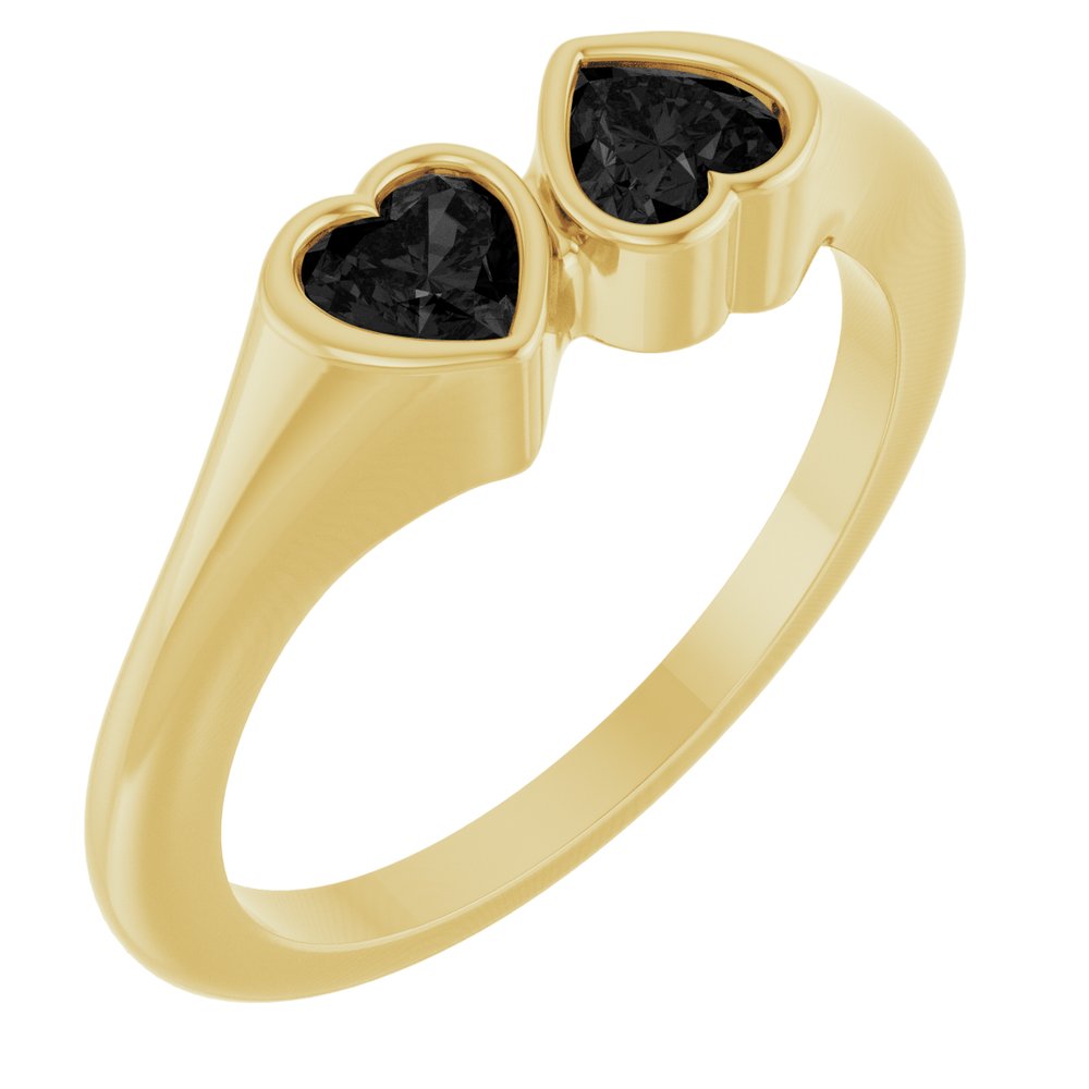 14K Yellow Gold Natural Onyx Two-Stone Ring