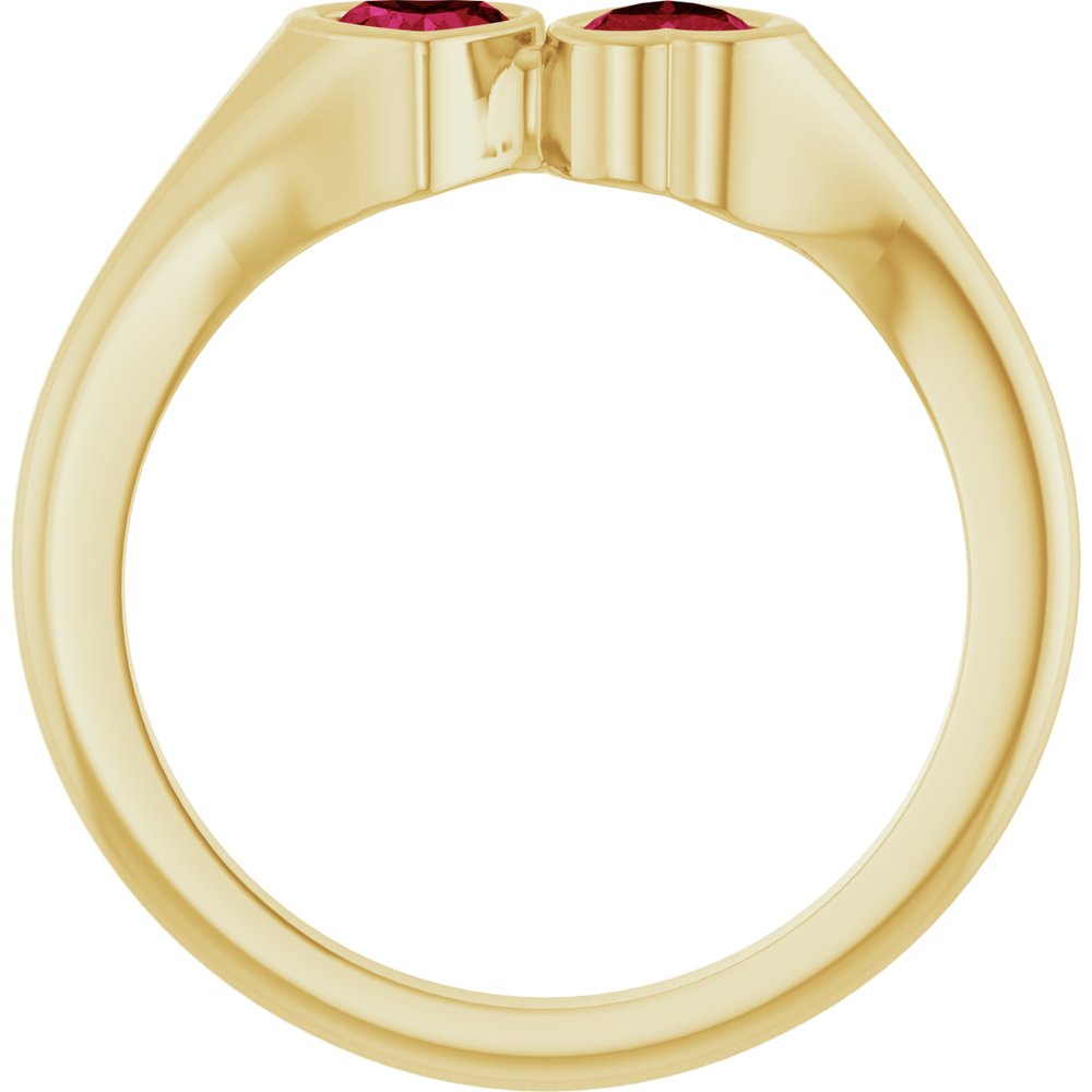 14K Yellow Gold Lab-Grown Ruby Two-Stone Ring