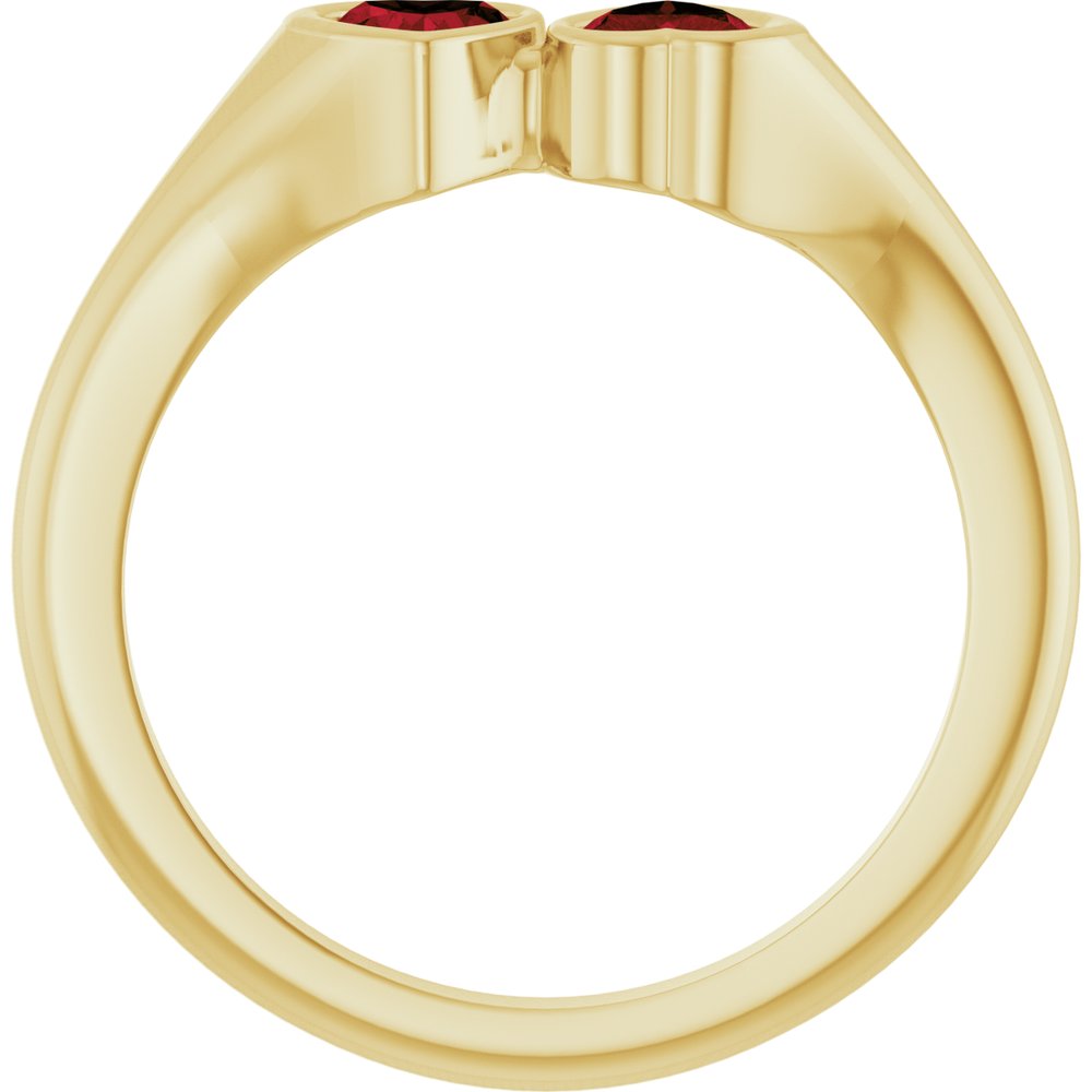 14K Yellow Gold Natural Mozambique Garnet Two-Stone Ring