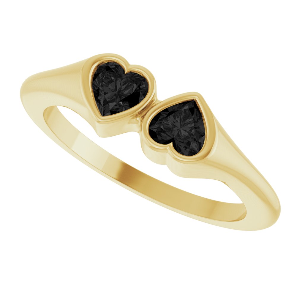 14K Yellow Gold Natural Onyx Two-Stone Ring