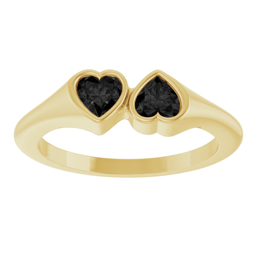 14K Yellow Gold Natural Onyx Two-Stone Ring