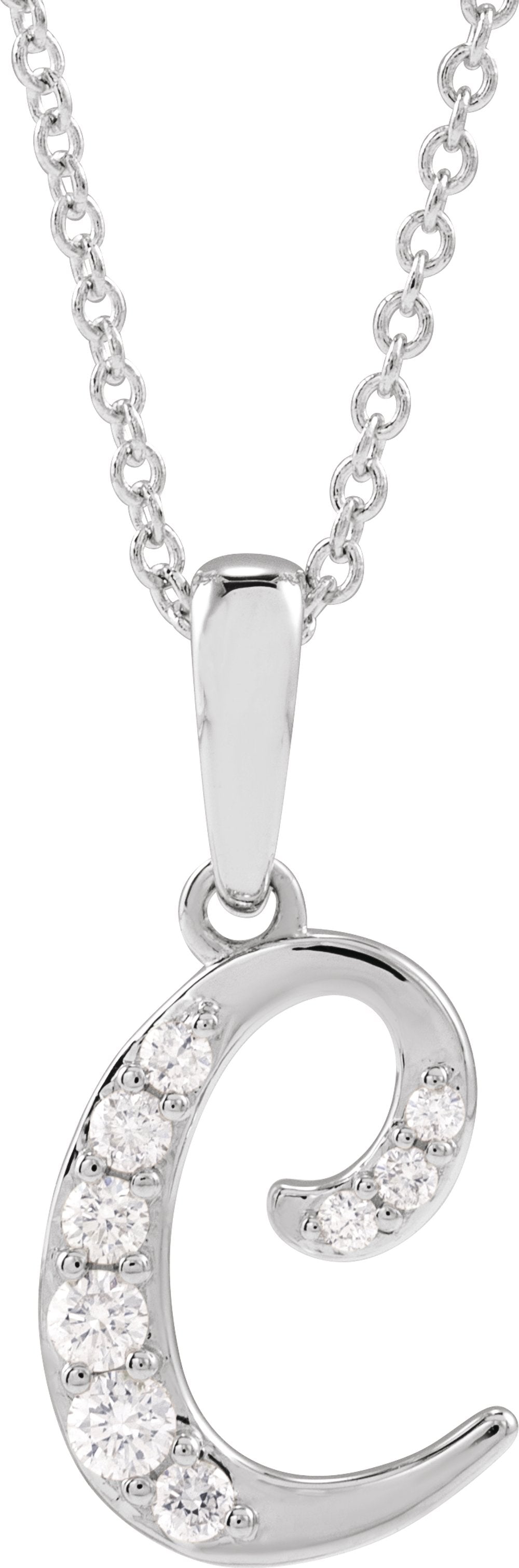 14K White Gold 1/6 CTW Natural Diamond Initial C 18" Necklace
