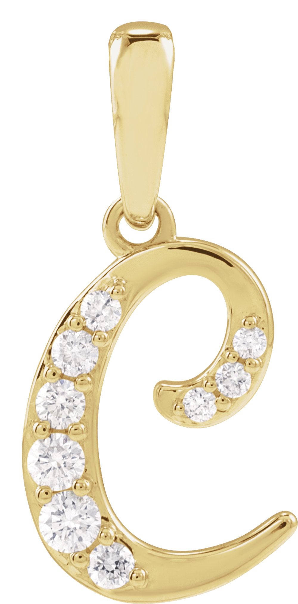 14K Yellow Gold 1/6 CTW Natural Diamond Initial C Pendant
