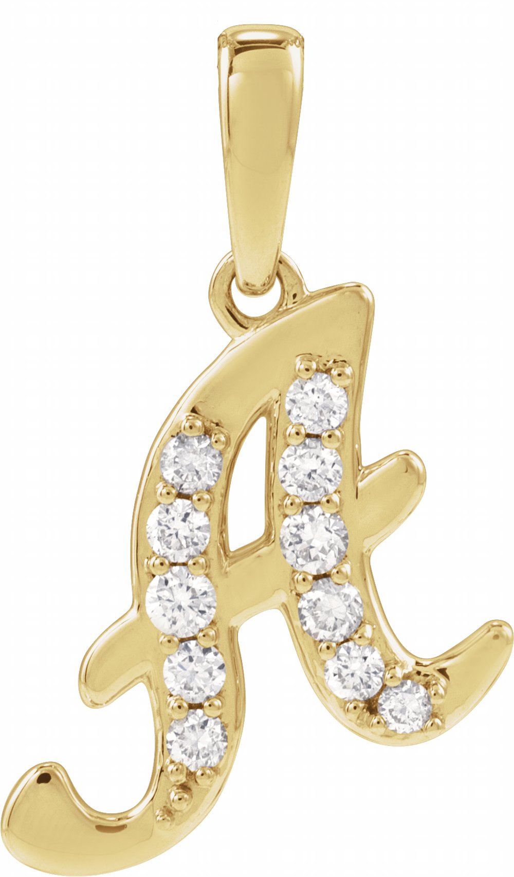 14K Yellow Gold 1/5 CTW Natural Diamond Initial A Pendant