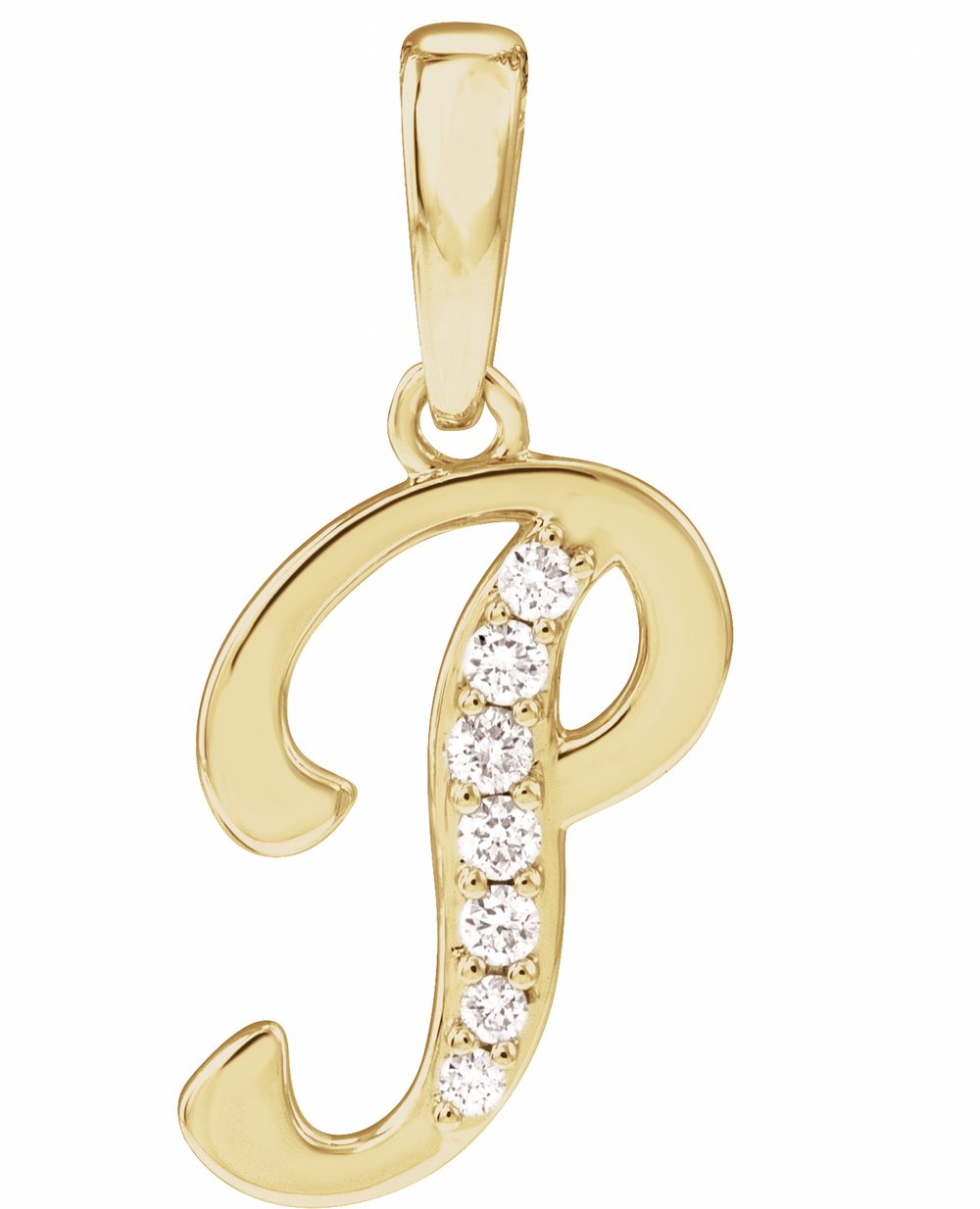 14K Yellow Gold .08 CTW Natural Diamond Initial P Pendant