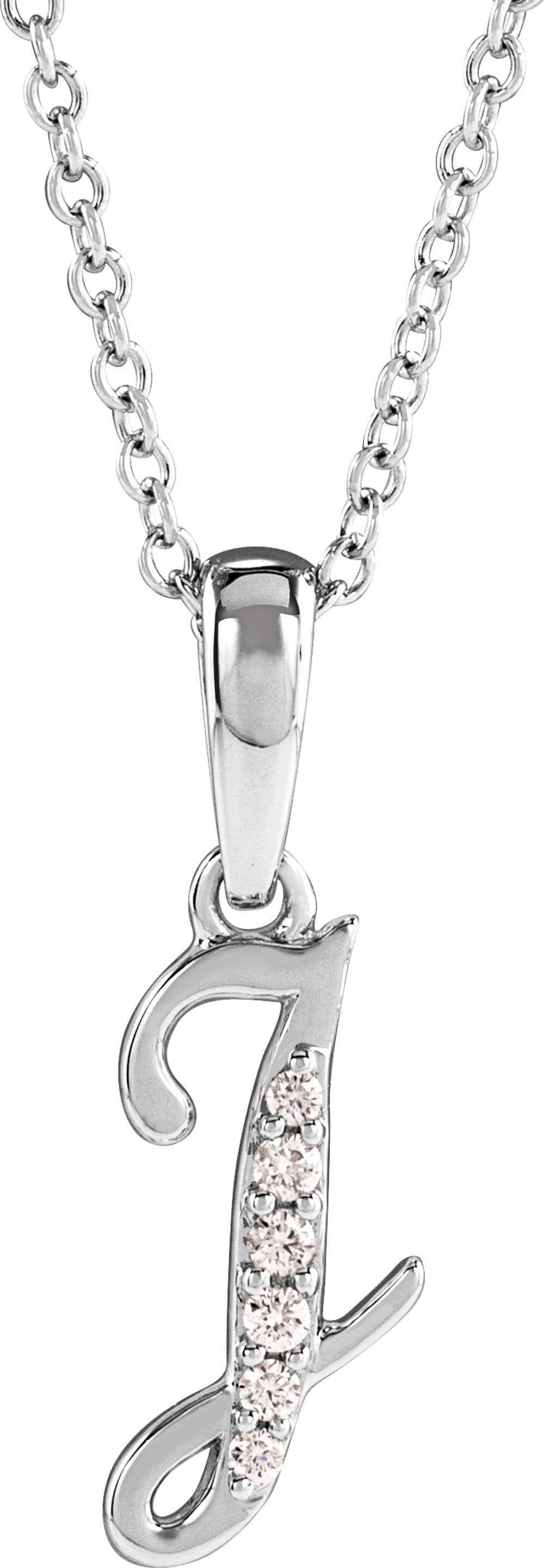 14K White Gold .05 CTW Natural Diamond Initial J 18" Necklace