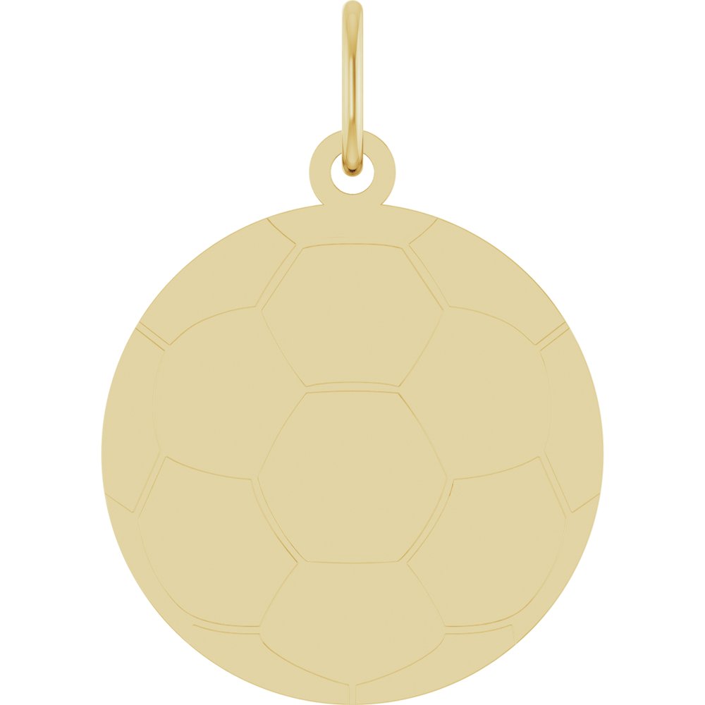 14K Yellow Gold Engravable Soccer Pendant