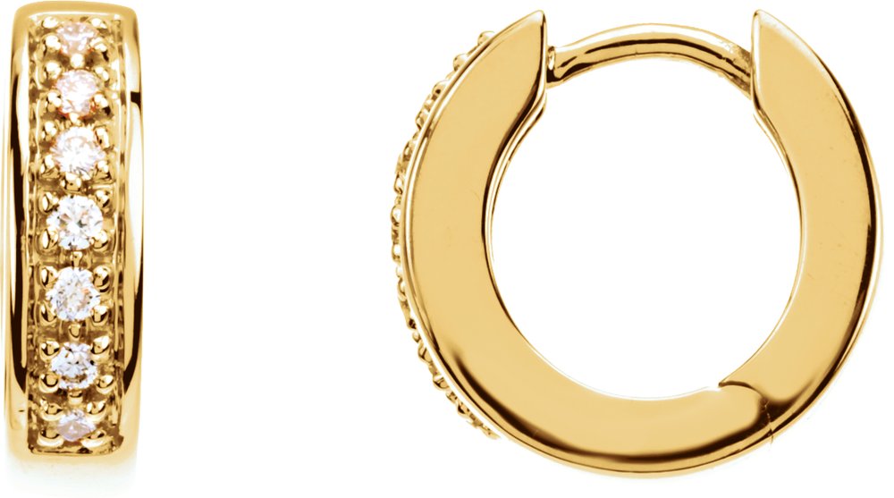 14K Yellow Gold 1/6 CTW Natural Diamond 12.1 mm Hoop Earrings