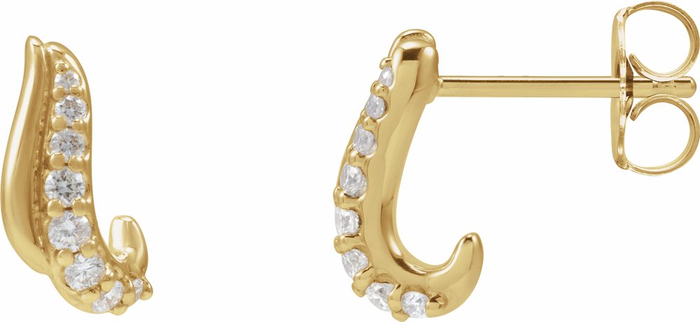 14K Yellow Gold 1/6 Natural Diamond Freeform Earrings