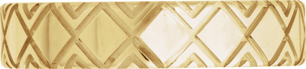 14K Yellow Gold 5 mm Faceted Pattern Band Size 7