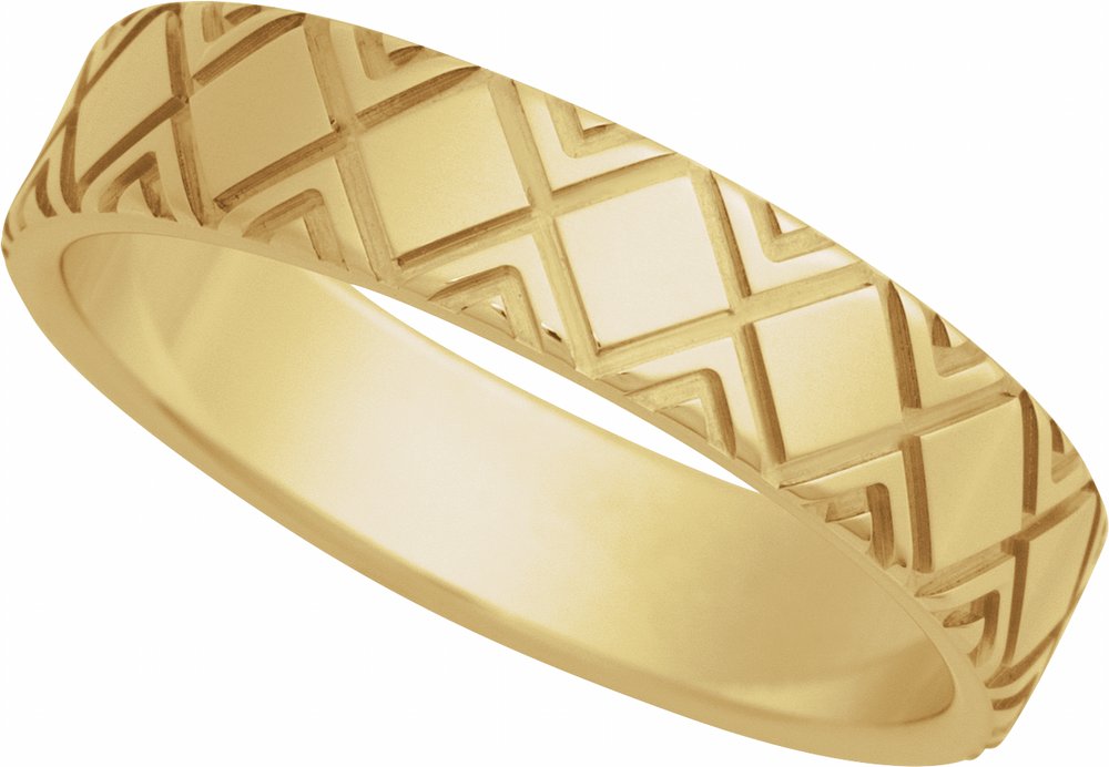 14K Yellow Gold 5 mm Faceted Pattern Band Size 7