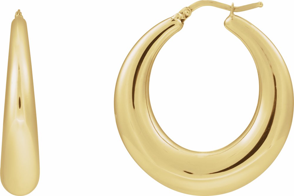 14K Yellow 37.2 mm Electroform Puffed Hoop Earrings