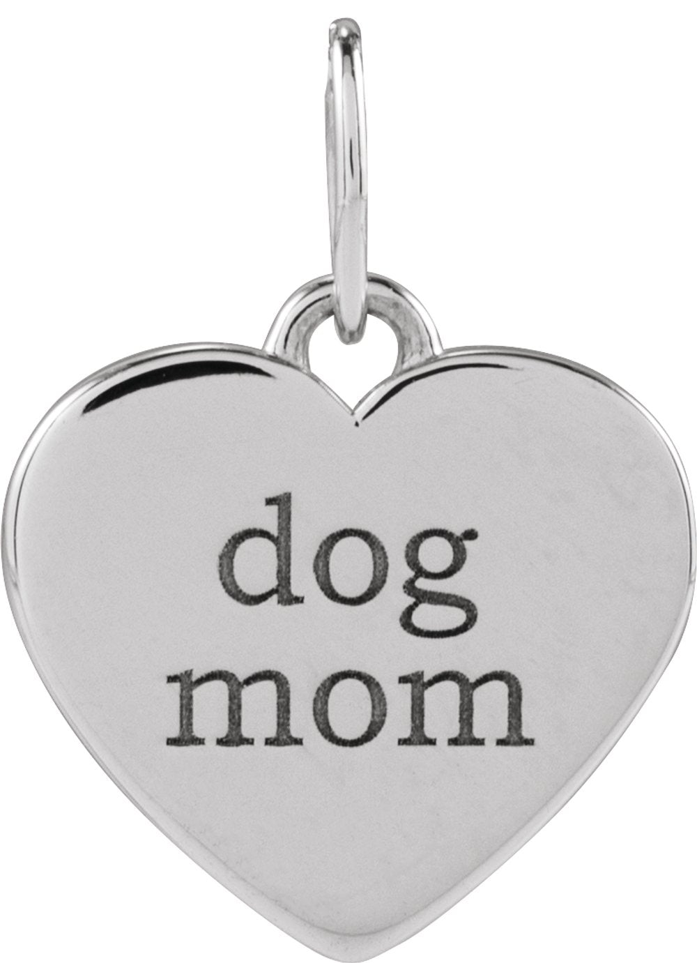 14K White Gold .02 CTW Natural Diamond Dog Mom Paw Print Heart Pendant