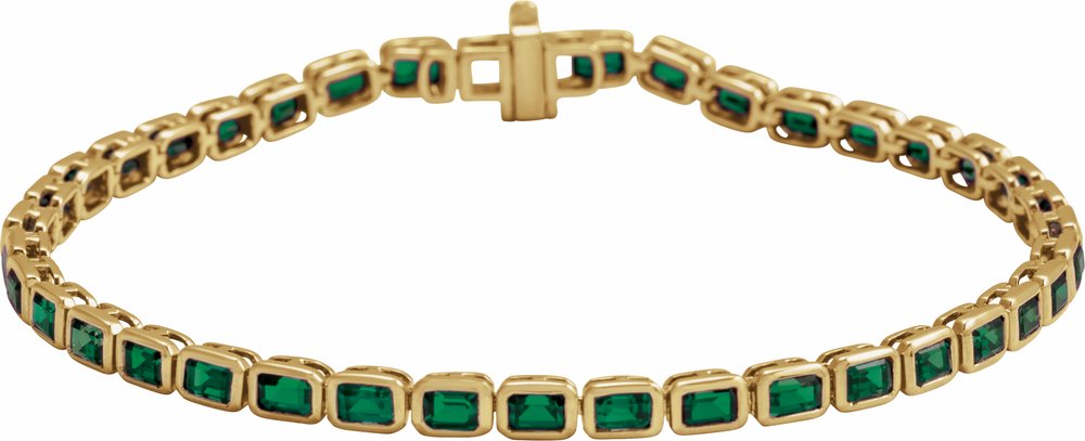 14K Yellow Gold Natural Tsavorite Garnet Line 7" Bracelet