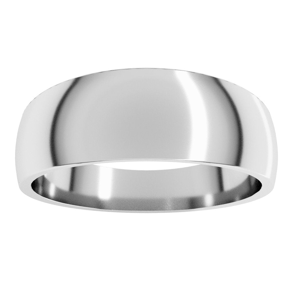 14K White Gold 7 mm Tapered Comfort-Fit Half Round Band Size 7