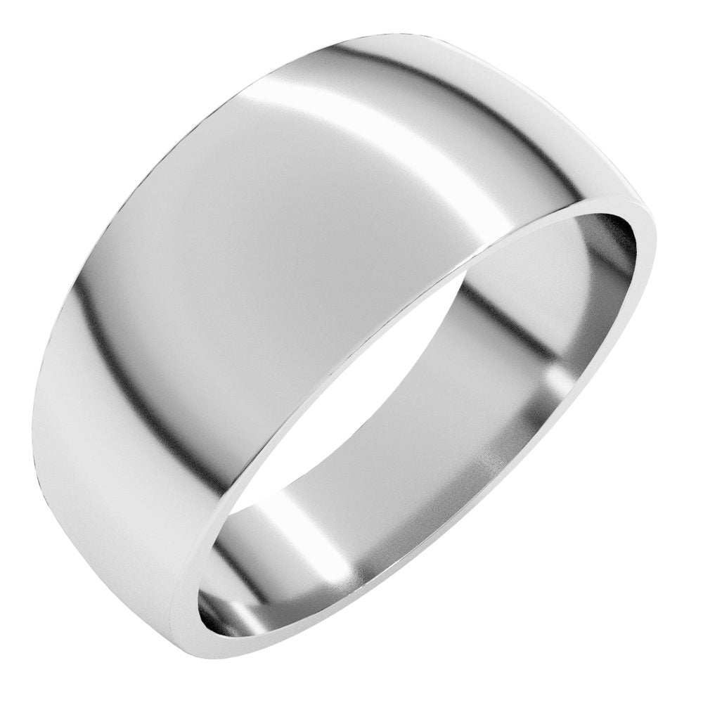 14K White Gold 9 mm Tapered Comfort-Fit Half Round Band Size 6.5