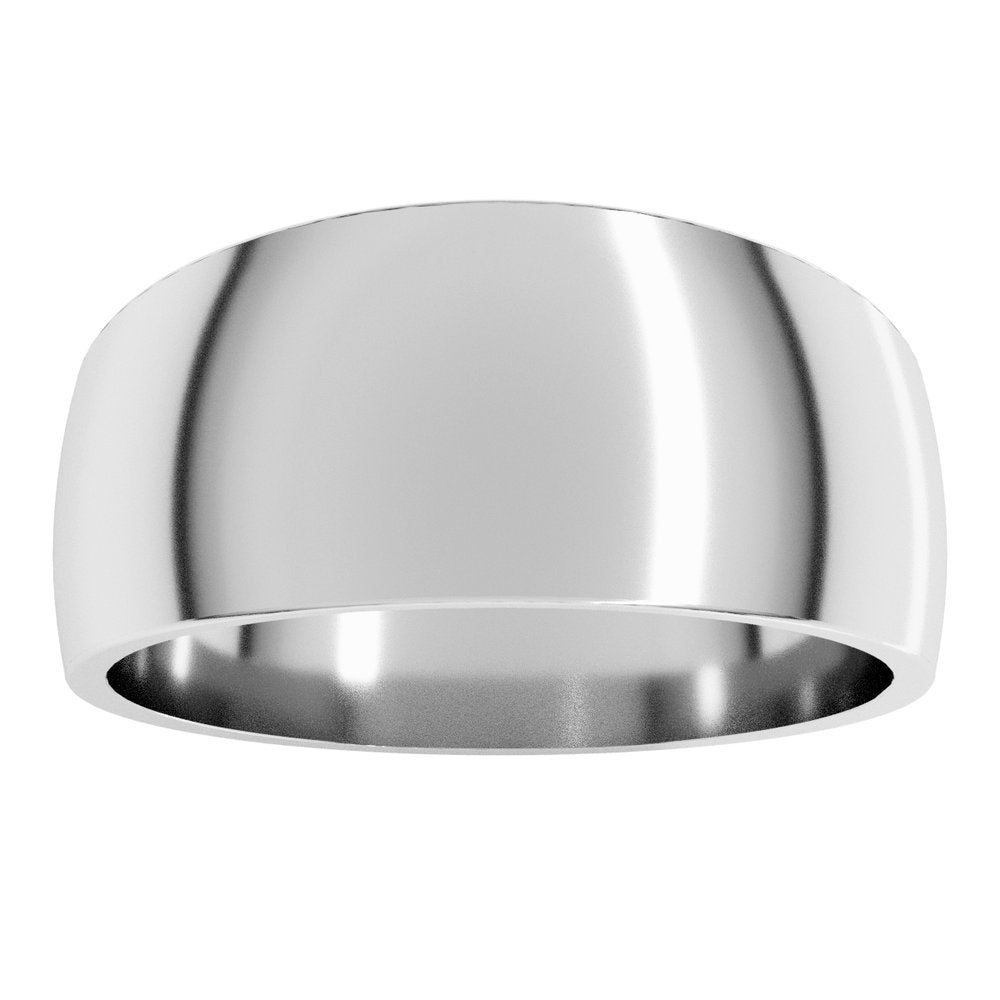 14K White Gold 9 mm Tapered Comfort-Fit Half Round Band Size 6.5