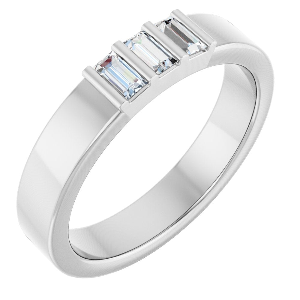 14K White Gold 1/5 CTW Lab-Grown Diamond Three Stone Band