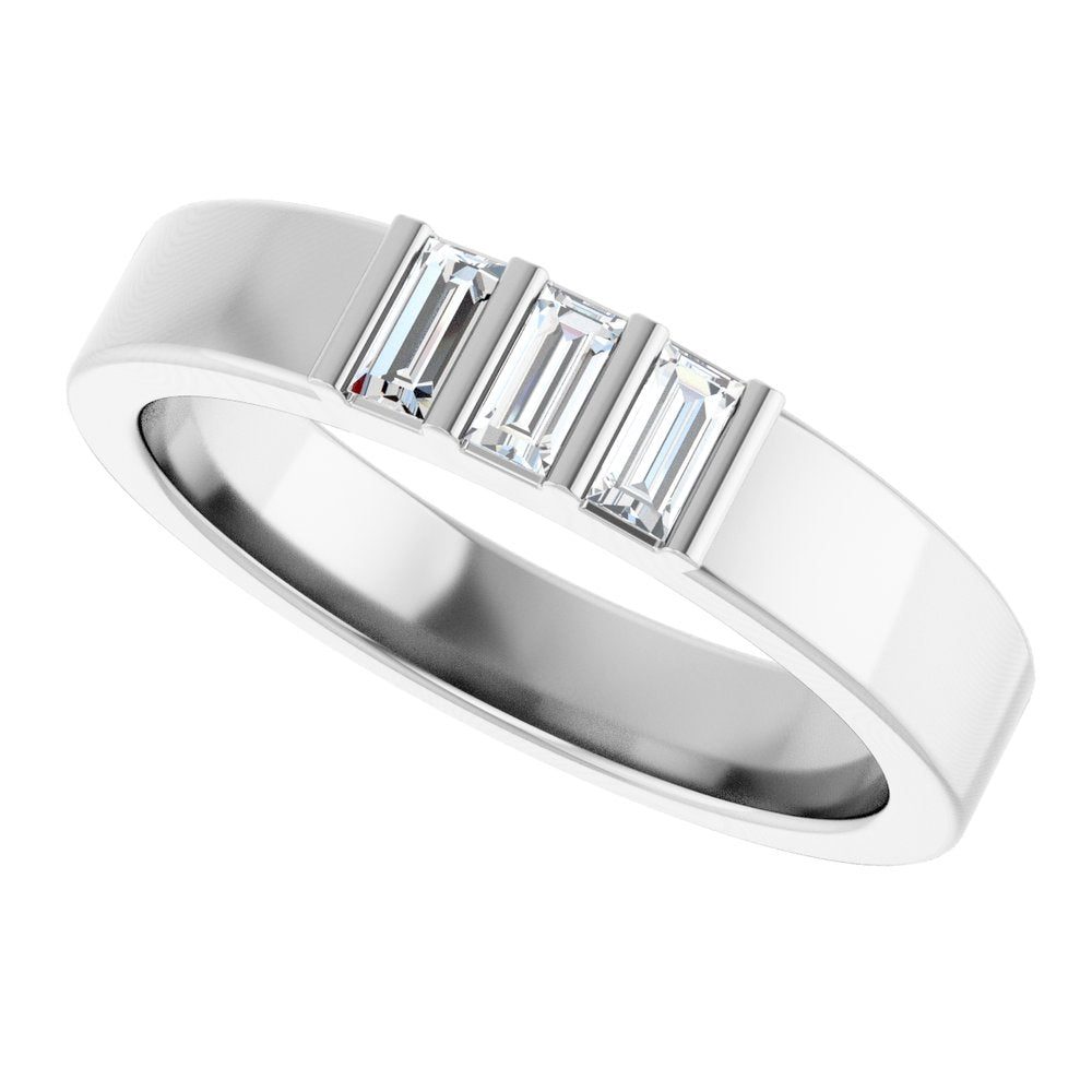 14K White Gold 1/5 CTW Lab-Grown Diamond Three Stone Band