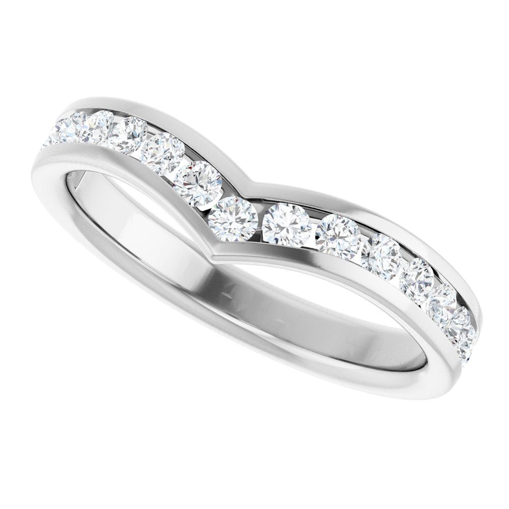 14K White Gold 1/2 CTW Natural Diamond Contour Band