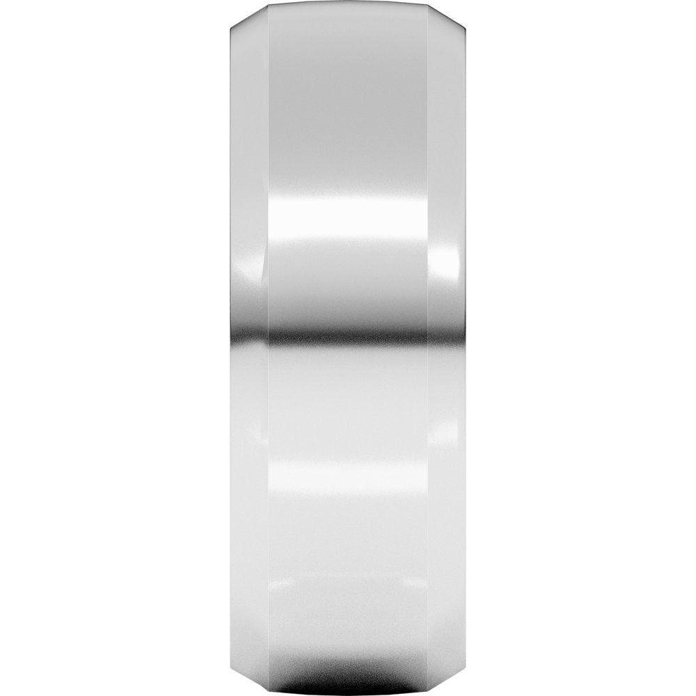 14K White Gold 8 mm Beveled-Edge Comfort-Fit Half Round Band Size 9