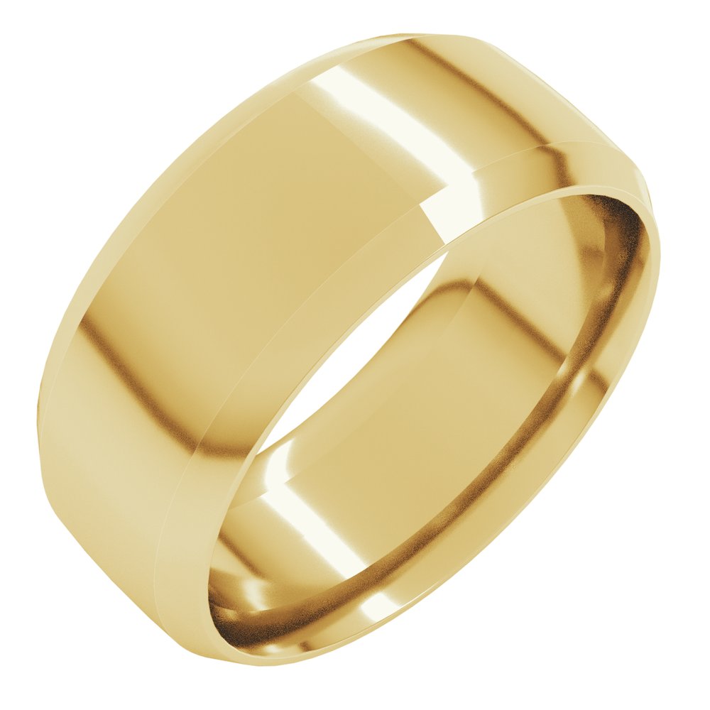 10K Yellow Gold 9 mm Beveled-Edge Comfort-Fit Half Round Band Size 9.5