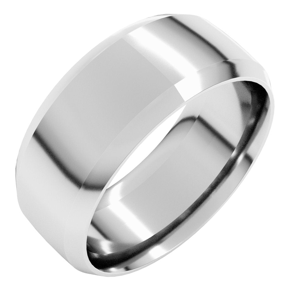 10K Yellow Gold 9 mm Beveled-Edge Comfort-Fit Half Round Band Size 9.5