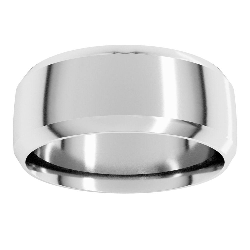 14K White Gold 9 mm Beveled-Edge Comfort-Fit Half Round Band Size 12