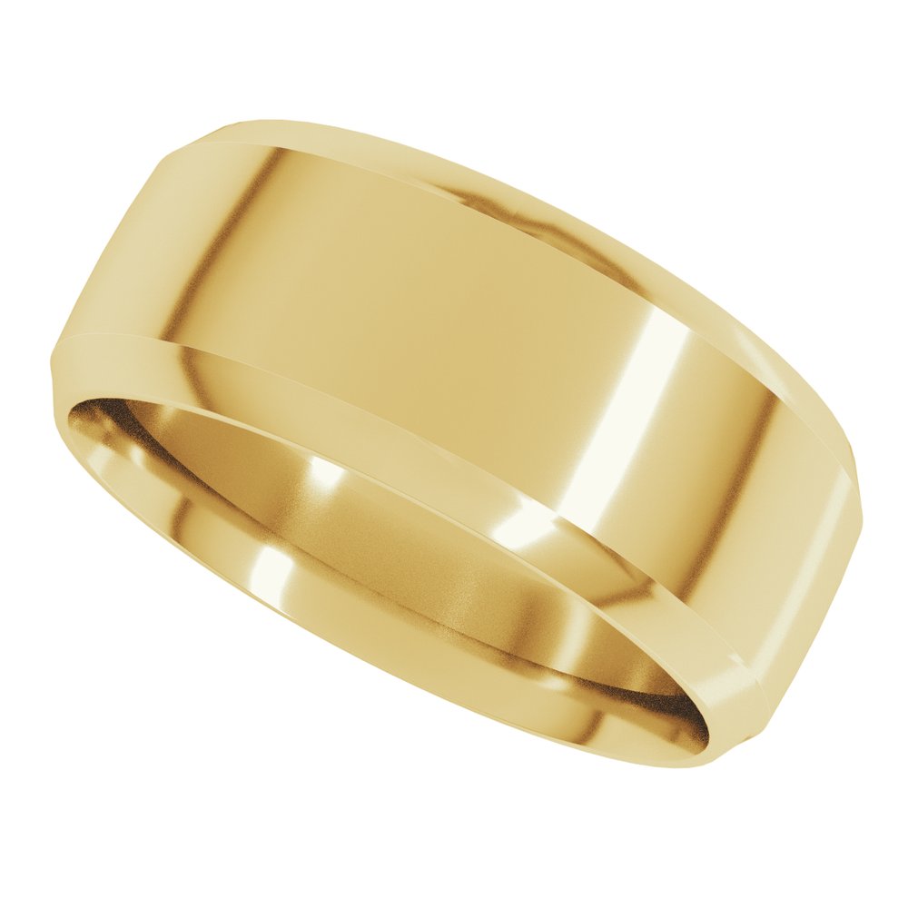 10K Yellow Gold 9 mm Beveled-Edge Comfort-Fit Half Round Band Size 9.5