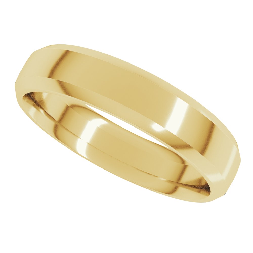 14K Yellow Gold 5 mm Beveled-Edge Comfort-Fit Half Round Band Size 7