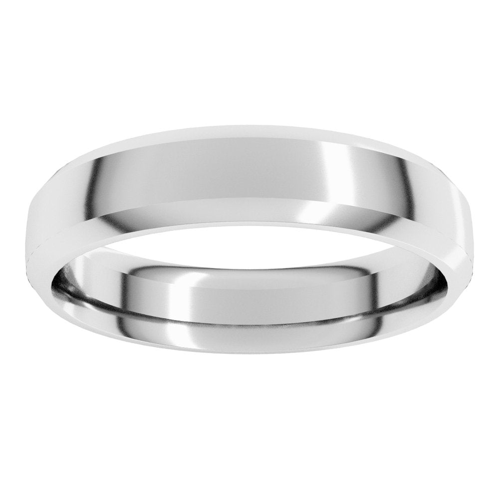 10K White Gold 5 mm Beveled-Edge Comfort-Fit Half Round Band Size 10
