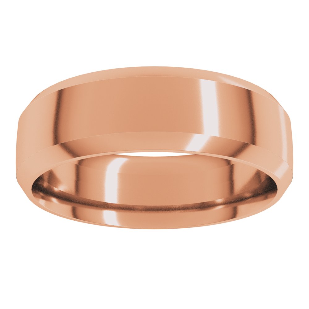 14K Rose Gold 7 mm Beveled-Edge Comfort-Fit Half Round Band Size 10